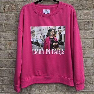 NETFLIX EMILY IN PARIS Sweater Bright PINK CUTE RARE Super Soft WOMENS Size XL